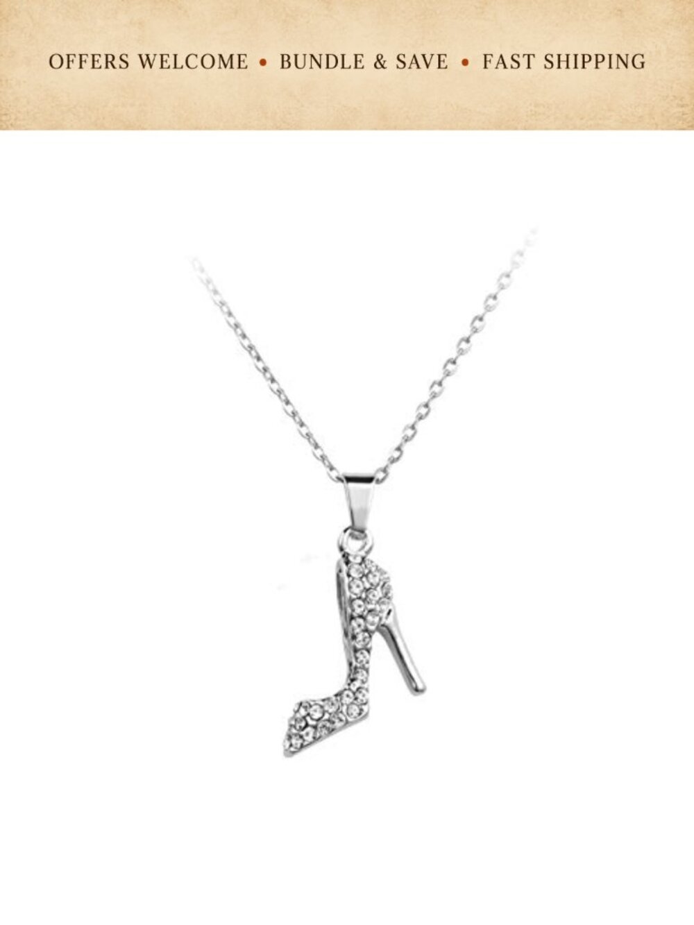 High Heel Shoe Pendant Necklace 925 Sterling Silver Chain Jewelry Gift for Women